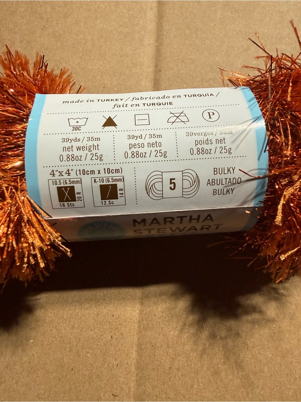 Lion Brand Martha Stewart Crafts Glitter Eyelash Yarn Lot of 14 Orange Topaz - Picture 4 of 8